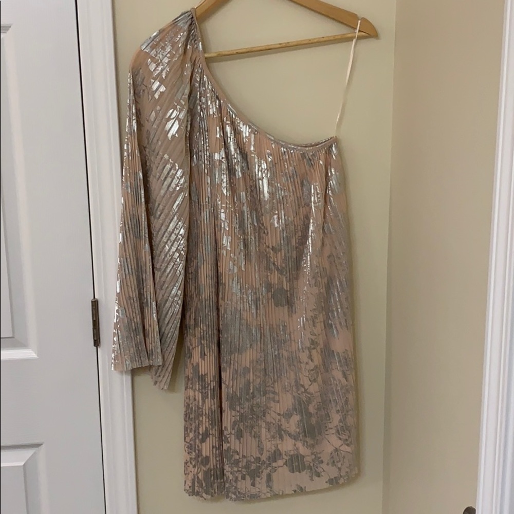 One shoulder, metallic shift dress from H&M